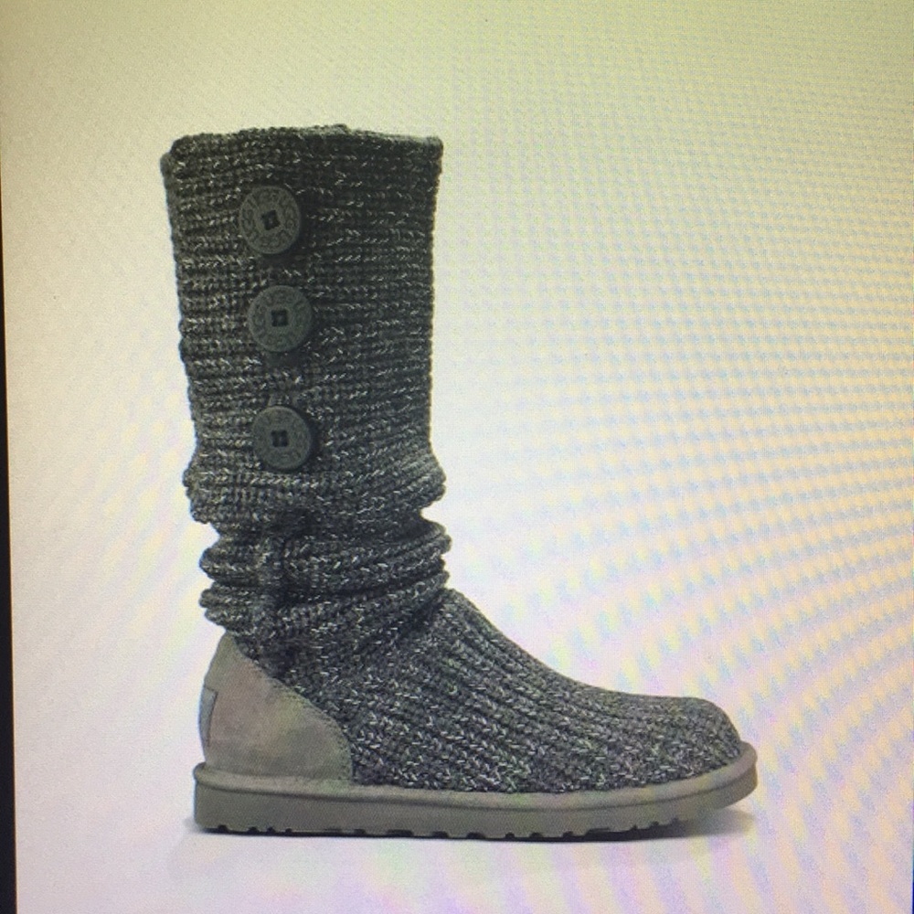 Ugg Cardy Knit Boots Charcoal/Silver sz 7